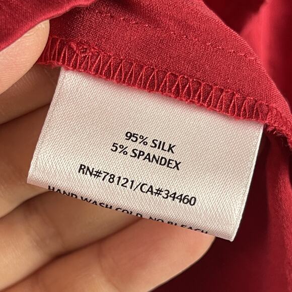 Eileen Fisher Silk Top Womens 3X Red Blouse Button Front Stretch Career Office - Picture 5 of 13